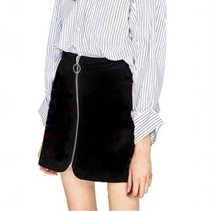 Black Zara Suede Zipper Skirt
